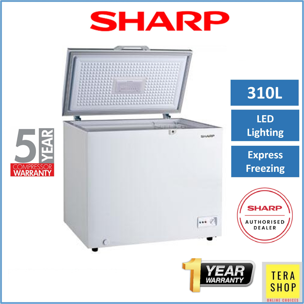 Sharp 110L / 160L / 220L / 310L Chest Freezer Dual Function Freezer Fridge With Lock & LED Light