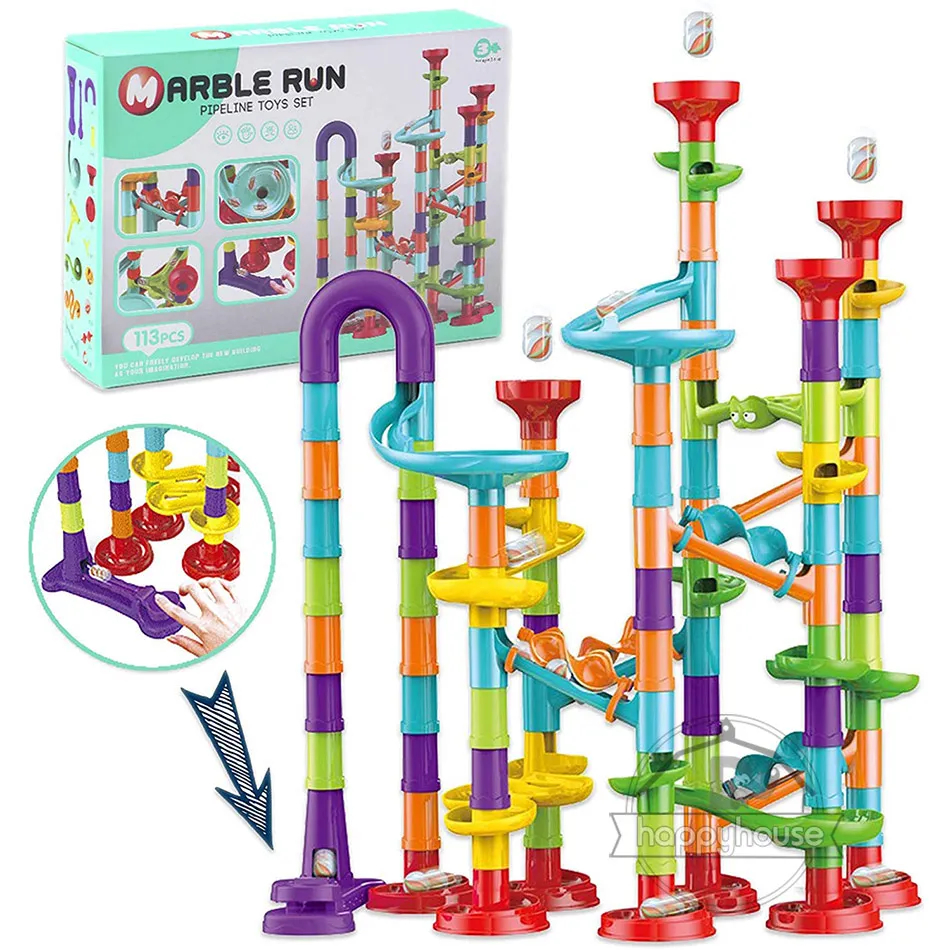 Marble Run Race Track Building Blocks Kids 3D Maze Ball Roll Toy DIY Marble Run Race Coaster Birthday Gift