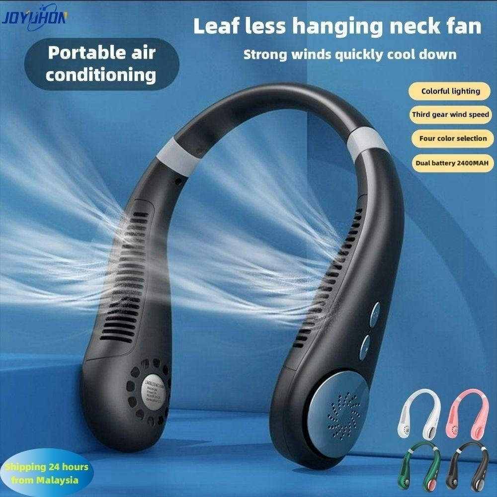 JOYUHON Mini Fan Kipas Leher Neck Fan USB Rechargeable 360° Surrounding Air Cooling Bladeless Fan Kipas Leher 挂脖风扇