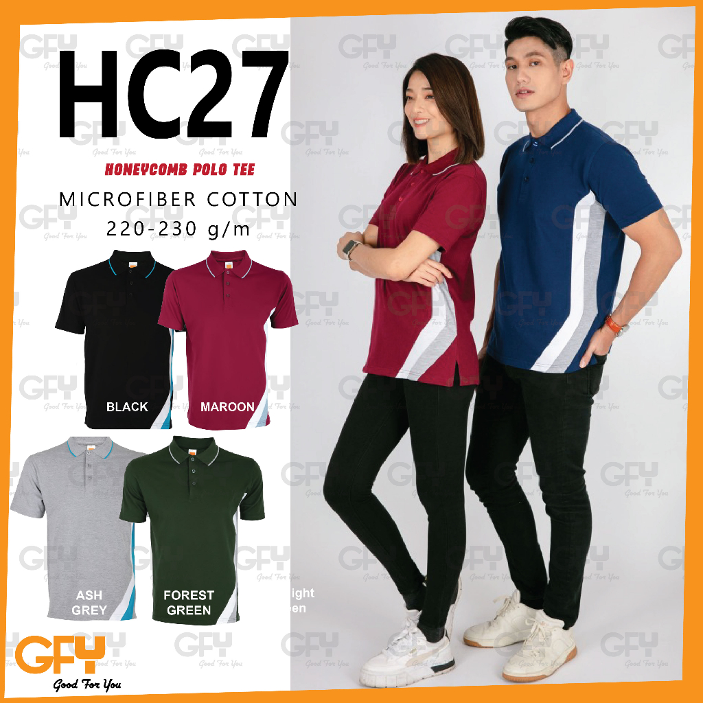 HC27 OREN SPORT Unisex Collar Honey Comb Polo Tee Shirt Short Sleeve Men Women Wear