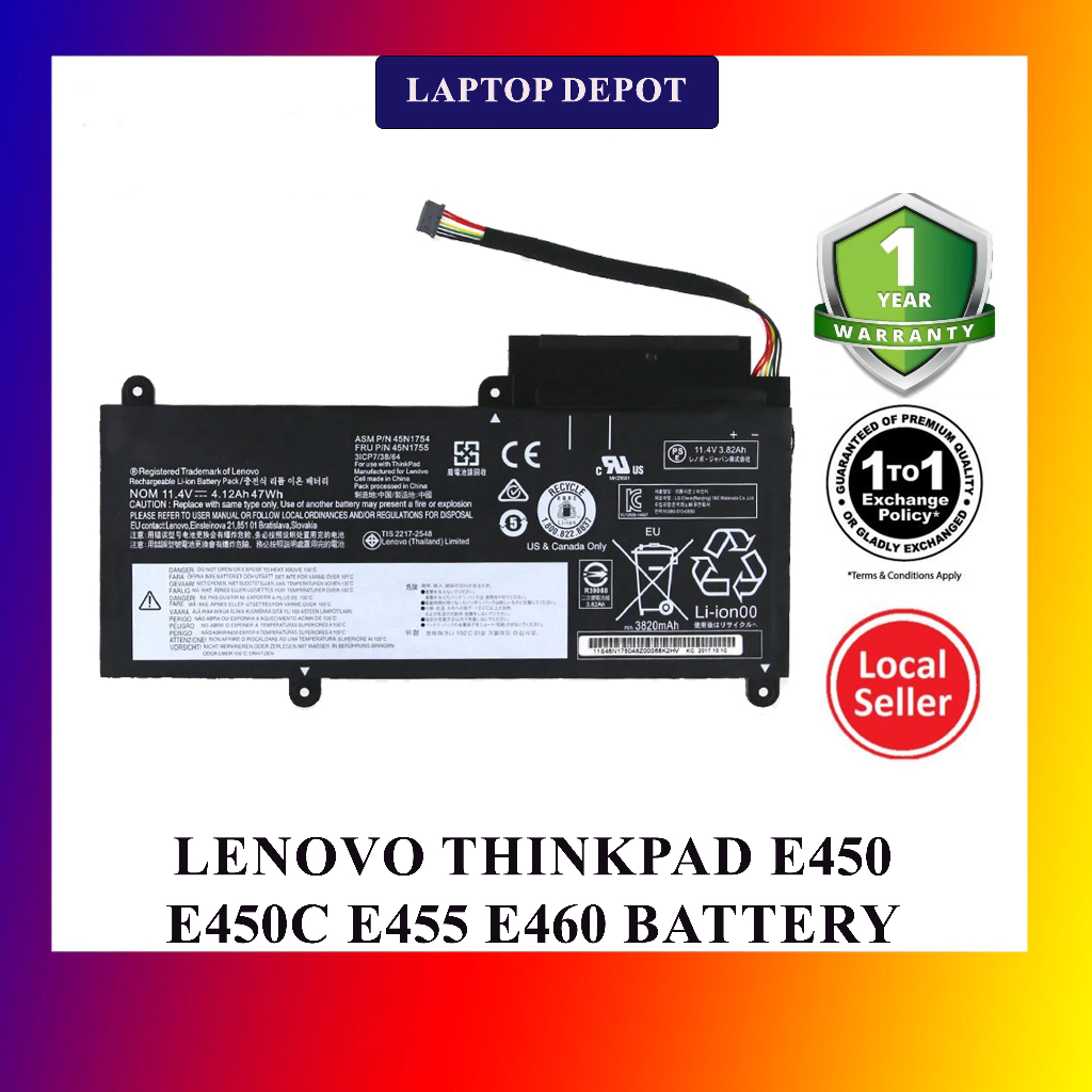 Lenovo Thinkpad E450 E450C E455 E460 E460C E465 45N1752 45N1754 45N1755 11.4V 47Wh Original Replacem