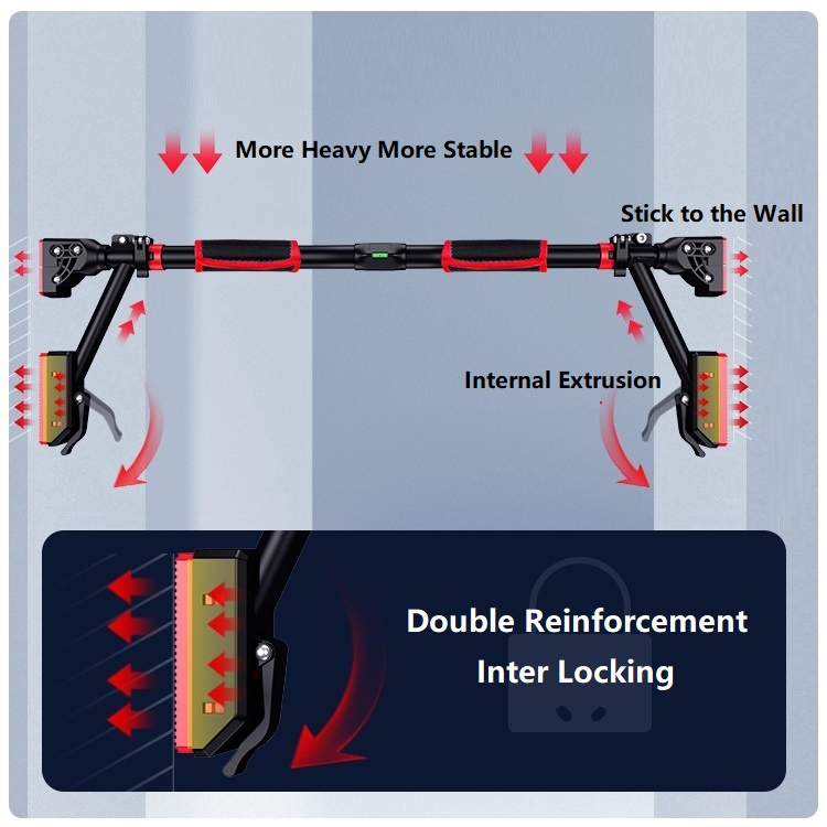3H Bar Tarik Tubi Dengan Meter/Wall Mounted Adjustable Screwless Pull Up/Chin Up Bar C/W Level Meter