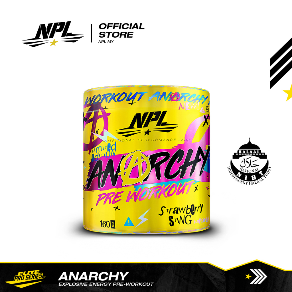 NPL Anarchy (160g) Pre Workout Muscle Pump Endurance Energy Halal Fitness Gym Supplement