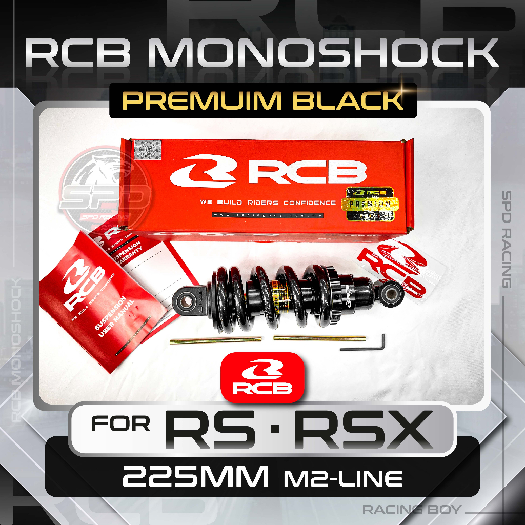 RS RS-X Y15 Y16 Monoshock M2-Line RCB 208 I 225 mm Premium Black I Yellow I Red