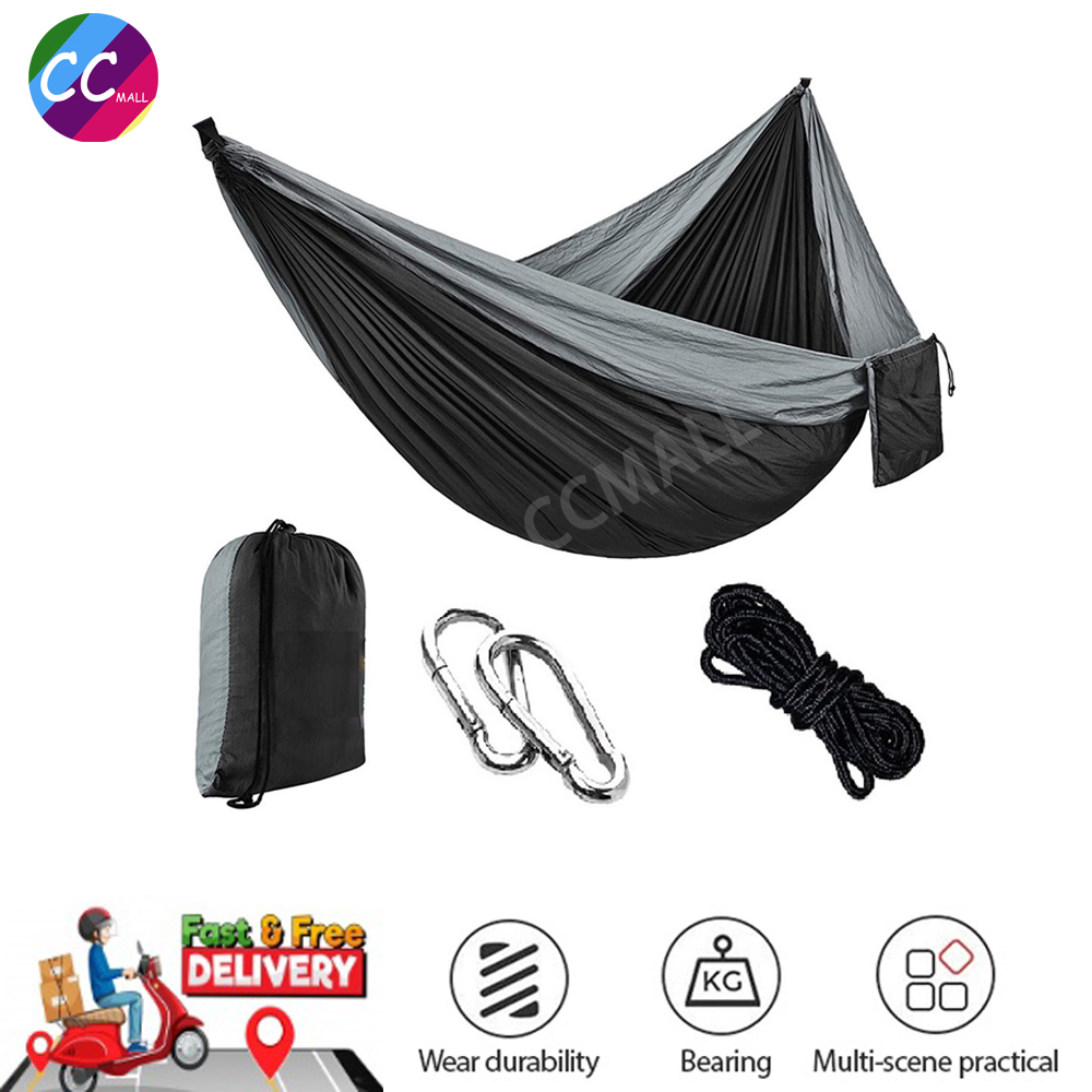 Parachute cloth Hammock  Outdoor Large Wide Dual Tone Camping Garden Leisure Portable Travel Hammock