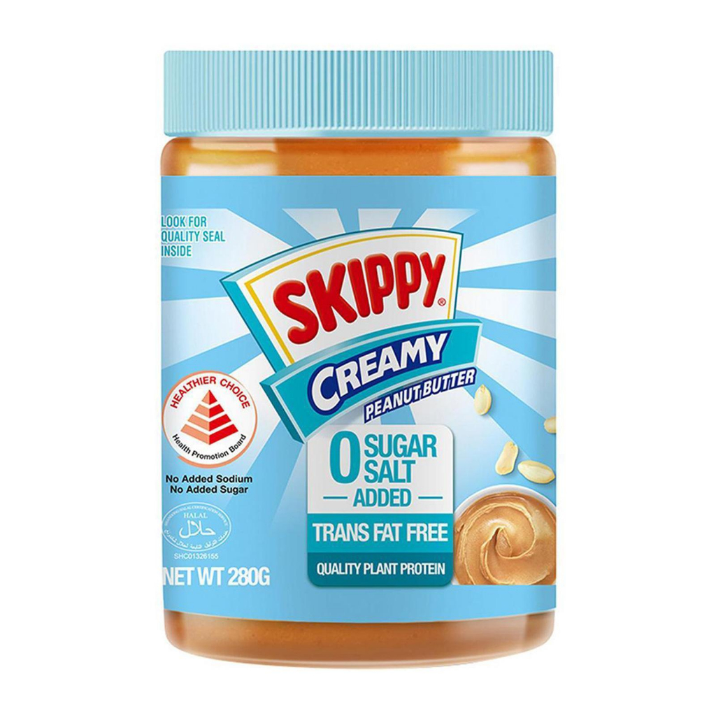 (EXP: 10/2025) SKIPPY CREAMY Peanut Butter Spread (0 SUGAR . 0 SALT Added) 280g (Gluten Free/ 0 Trans Fat)