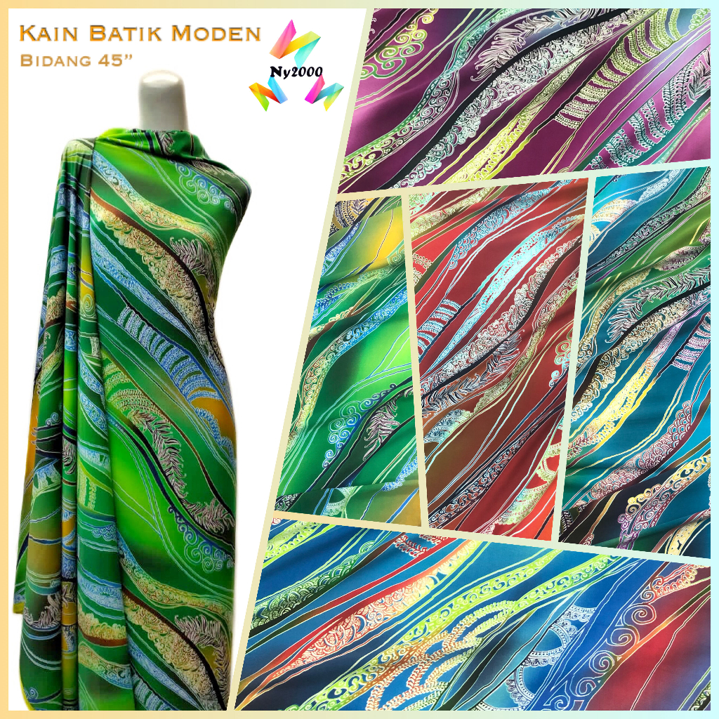 Kain Pasang Batik Moden Corak Seni Abstrak (Bidang 45") / Kain Batik Baju Guru Kumpulan Lelaki Perempuan Sekolah