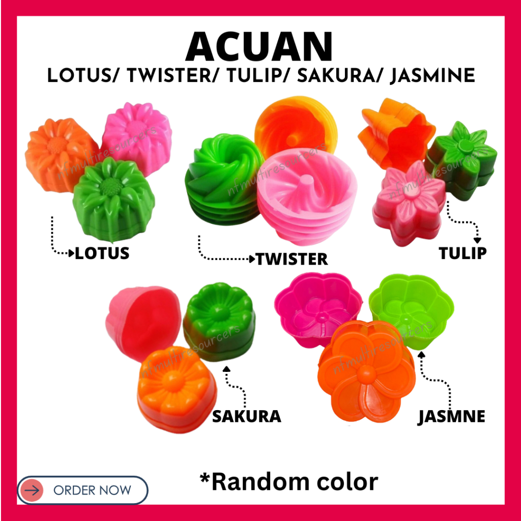 Acuan Kaswi Twister Viral Kuih Kasui Plastik Steamable Kukus 12pcs Mold Kueh Plastic Plastic Twister Mold Tulip Lotus