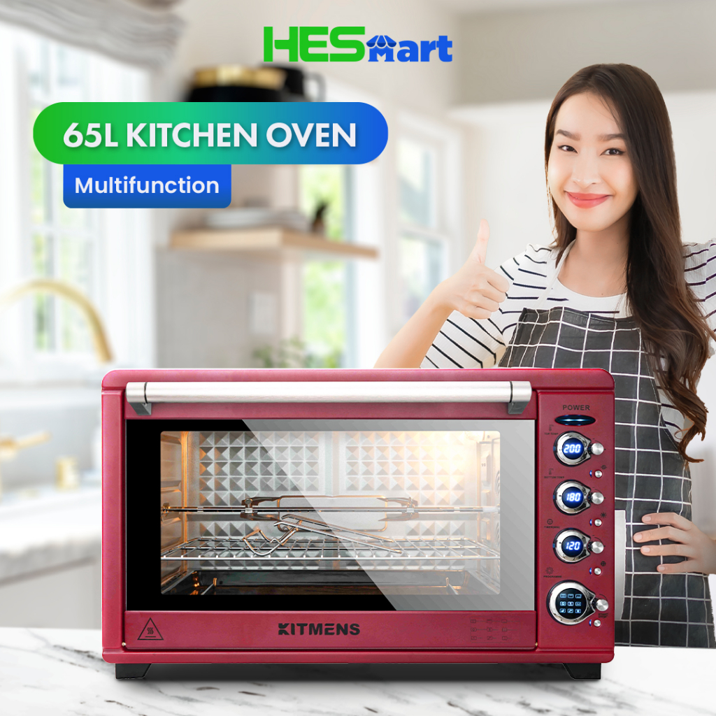 KITMENS KM-KO65 Red Oven Home Oven Kitchen Oven Digital Oven Electric Oven Fermentation Oven Defrost Oven Fan Oven