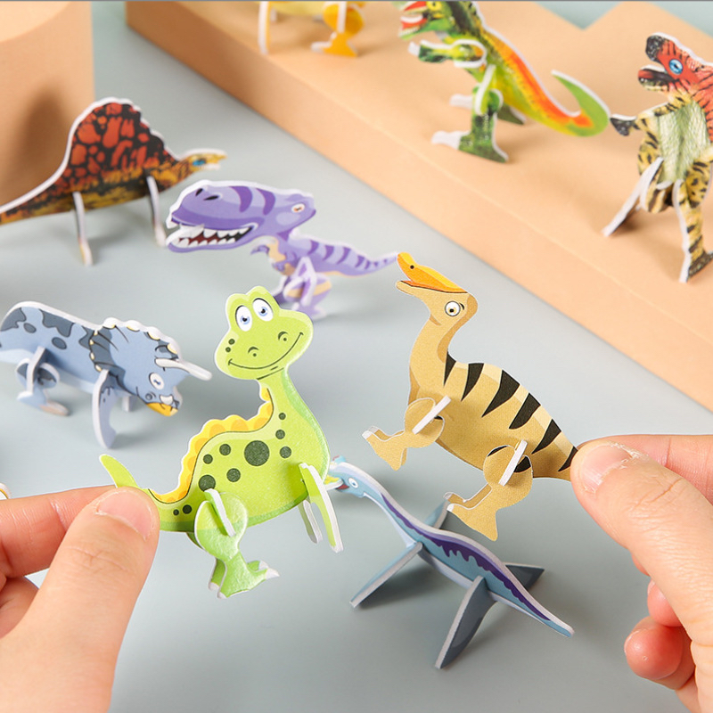 3D Mini Small Dinosaur Shape Insects Jigsaw Puzzle Hard paper Cute Cartoon Kids Toys Birthday Party Gift Education