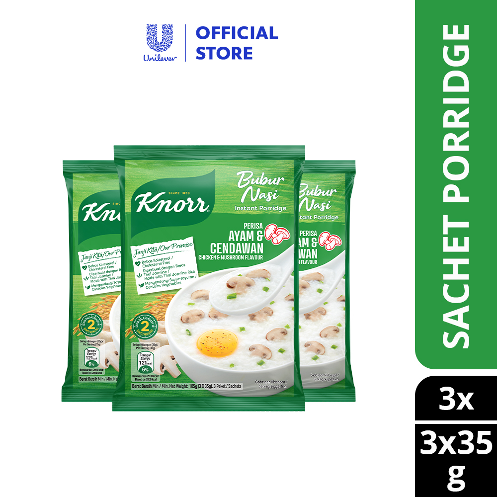 [Bundle of 3] Knorr Chicken & Mushroom Flavor Sachet Porridge (3 Sachets x 35g)