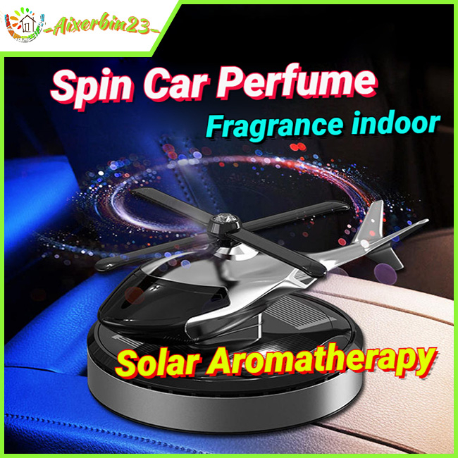 Aviation Al Alloy Air Freshener Helicopter Solar Energy Rotating Aromatherapy Diffuser Interior Decoration Accessories D