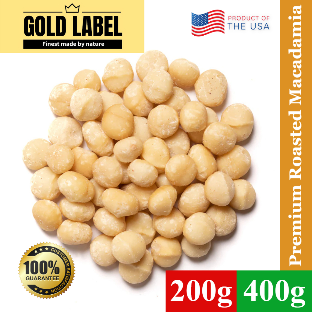 GoldLabel Premium Natural Roasted Macadamia (Unsalted) 200g/400g - Roasted, No salt, No…