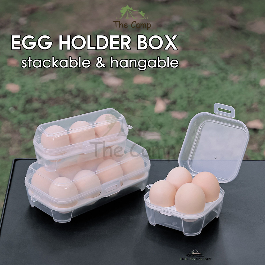 Portable Egg Storage Box Stackable Outdoor Camping Picnic 4/8 Gride Eggs Case Tray Holder Container Kotak Telur