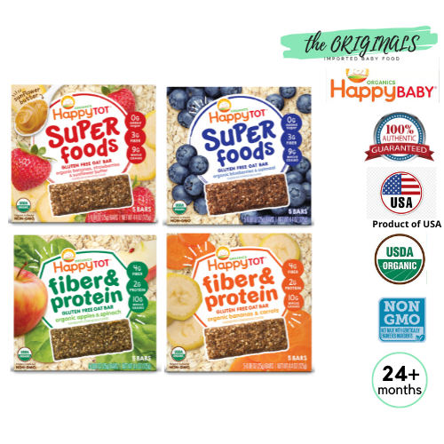 Happy Tot Organics Fiber Protein Oat Bar, Banana Carrot,