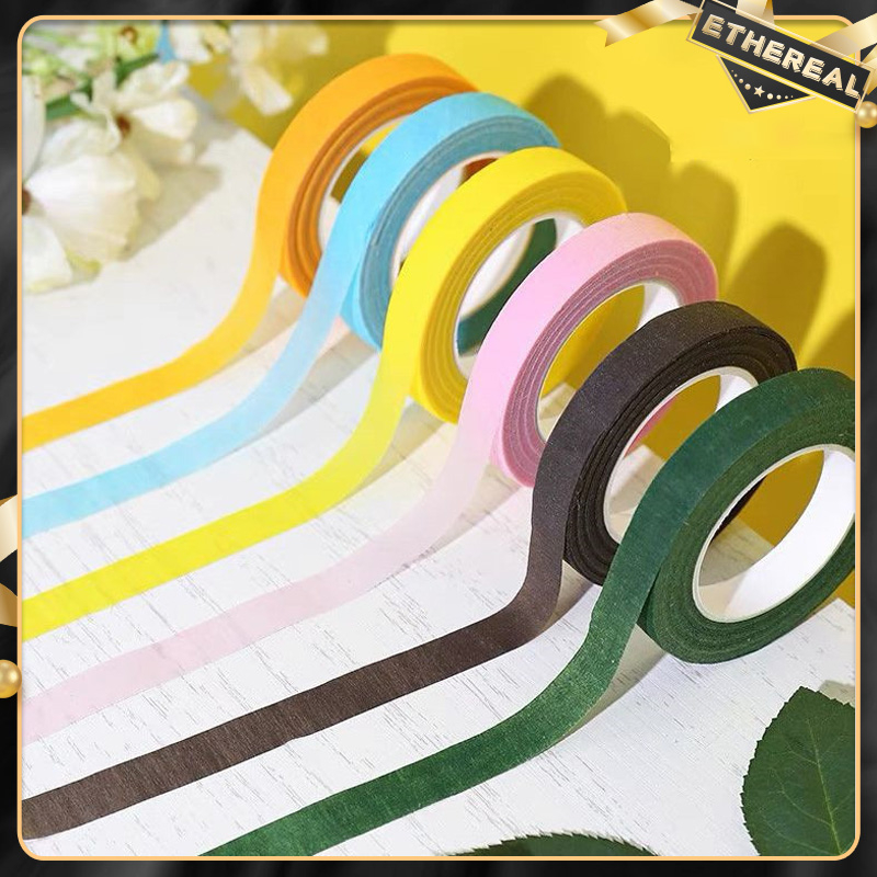 30 Yards 12mm Self-adhesive Paper Tape 9Color Floral Stem Garland Wreaths DIY Craft