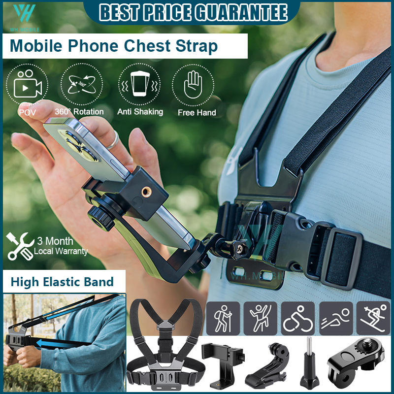 Mobile Phone Chest Strap Chest Phone Holder Harness Strap Cell Phone go pro Clip Action Camera Pemegang Fon Dada 胸带手机支架