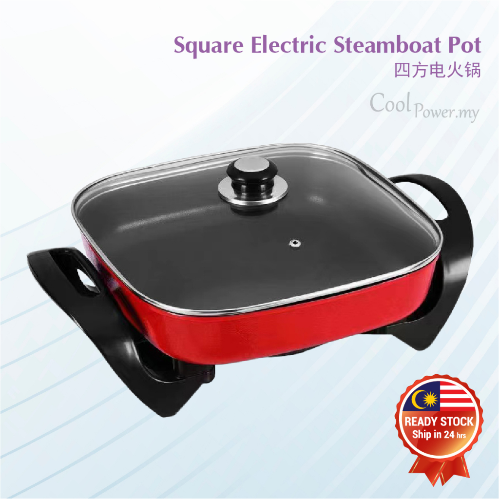 Square Pot Multifunction Electric Hot Pot Steamboat Non Stick Pot 5L Periuk Persegi Pelbagai Fungsi Periuk 四方火锅电热锅 YY06