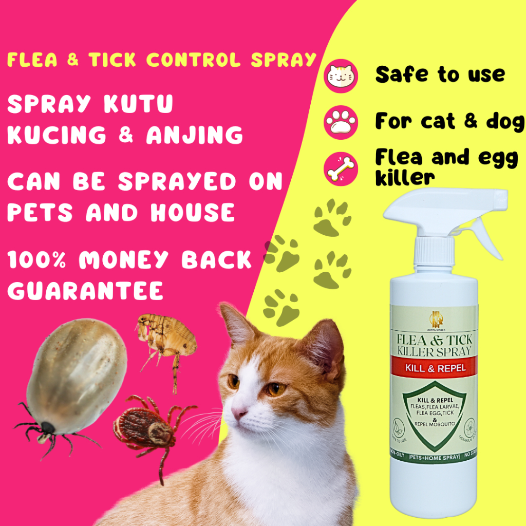 Green World Flea & Tick Killer Spray For Cat & Dog Cat Flea.. Anti Fleas & Ticks PetFinder.my
