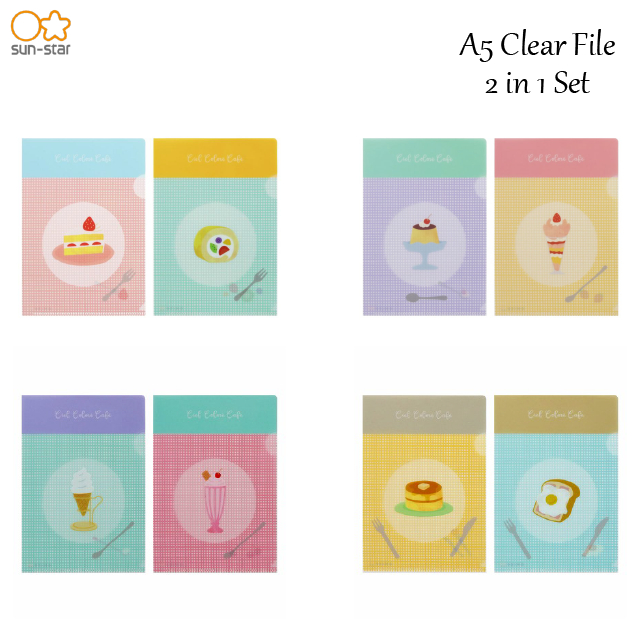 Sun-Star Stationery Clear File A5 Size 2 in 1 Set Omise (2022)