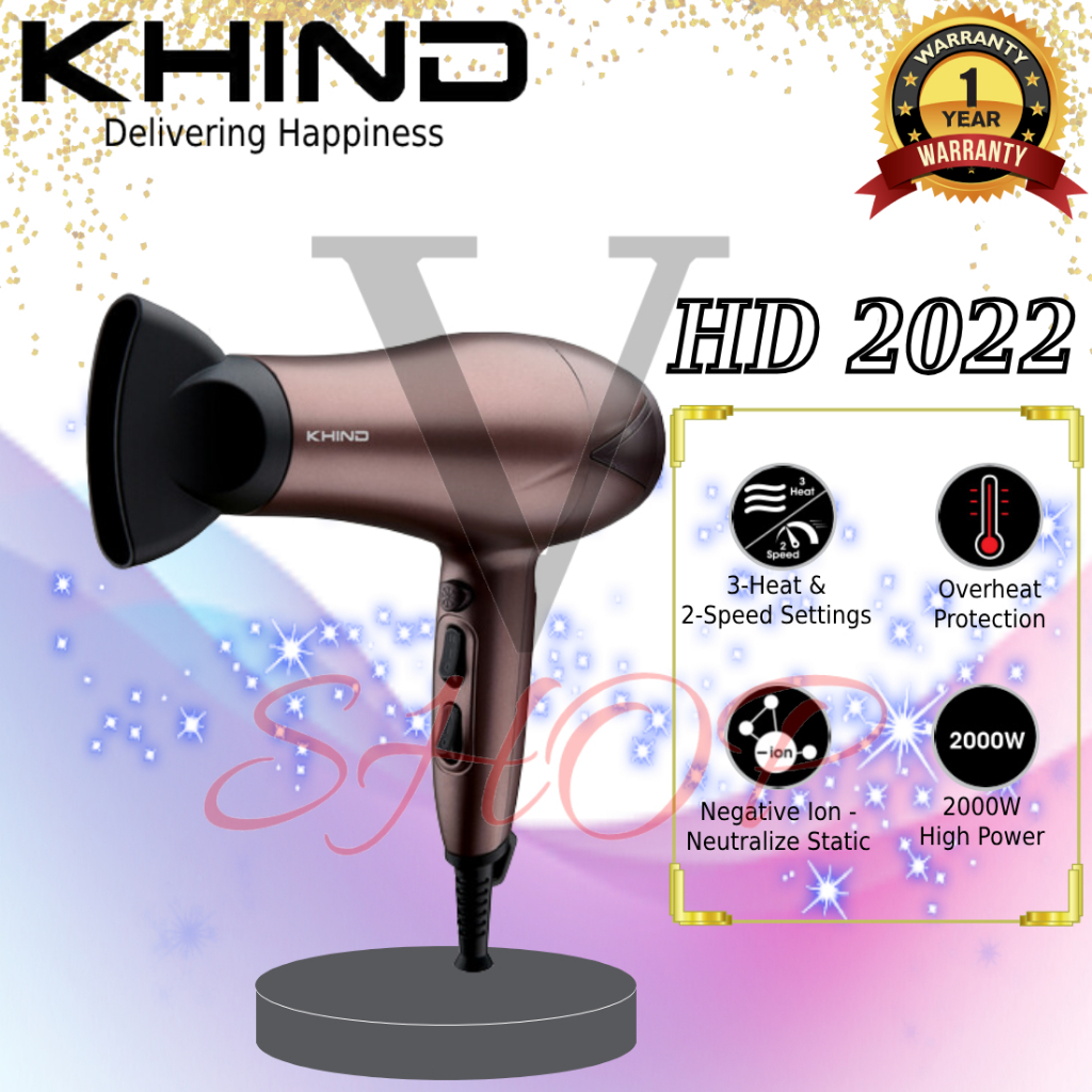 KHIND 2000W HAIR DRYER WITH IONIZER HD2022