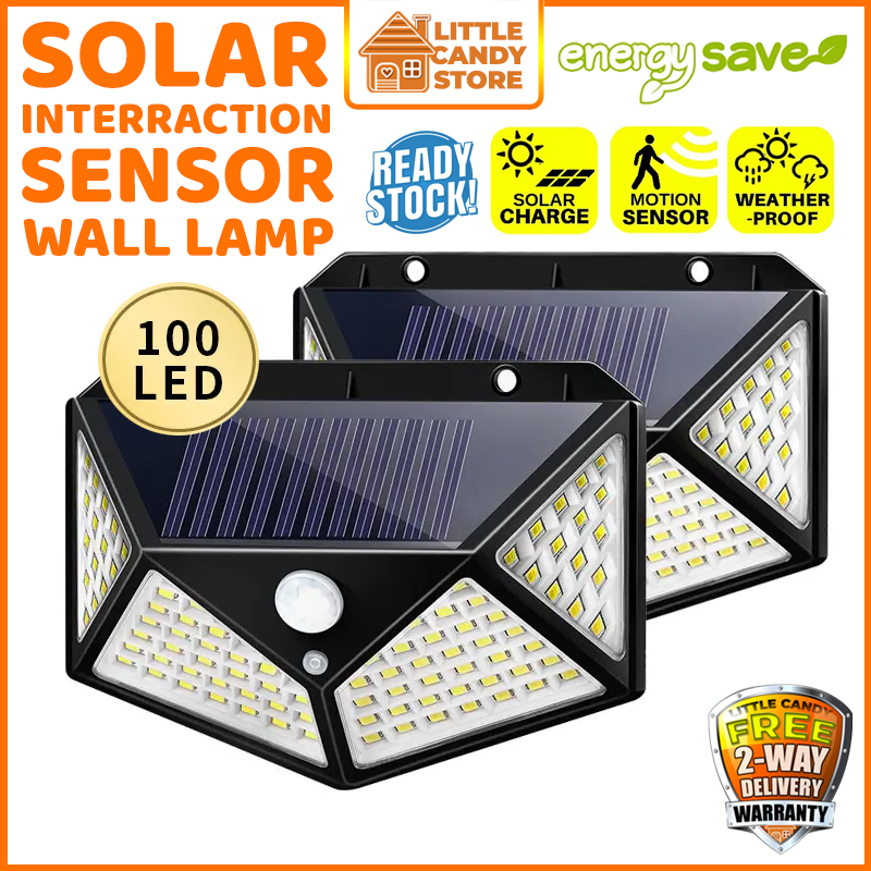 100 LED Outdoor Solar Wall Light Motion Sensor Lighting Automatic Night Light Down Light Solar Lampu Dinding 太阳能灯户外 LED