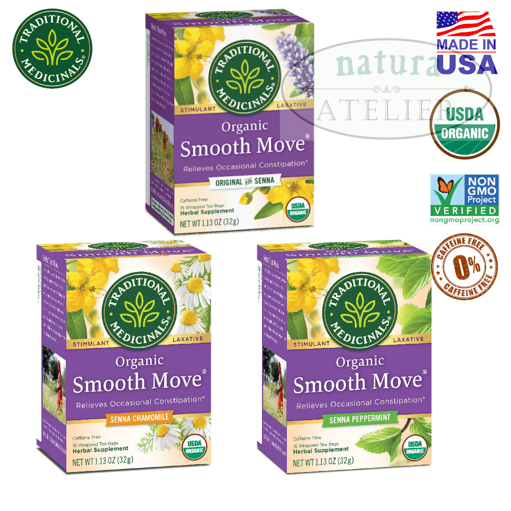 Traditional Medicinals, Organic Smooth Move Tea, Constipation Relief, Original Senna, Caffeine Free, 16 bags (32g)