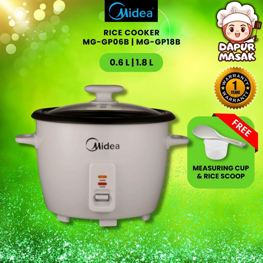 Dapur Masak Midea Electric Rice Cooker Small MG-GP06B MG-GP18B 0.6 1.8 Liter Periuk Nasi Elektrik Kecil Kecik Masak Nasi