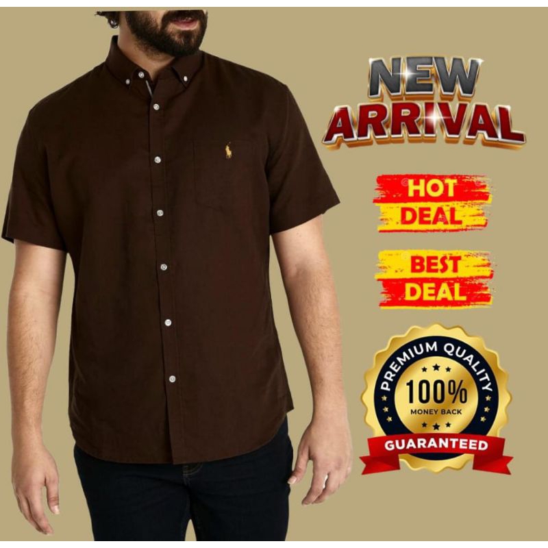 ?Kemeja lelaki lengan penday ada logo.premium quality?