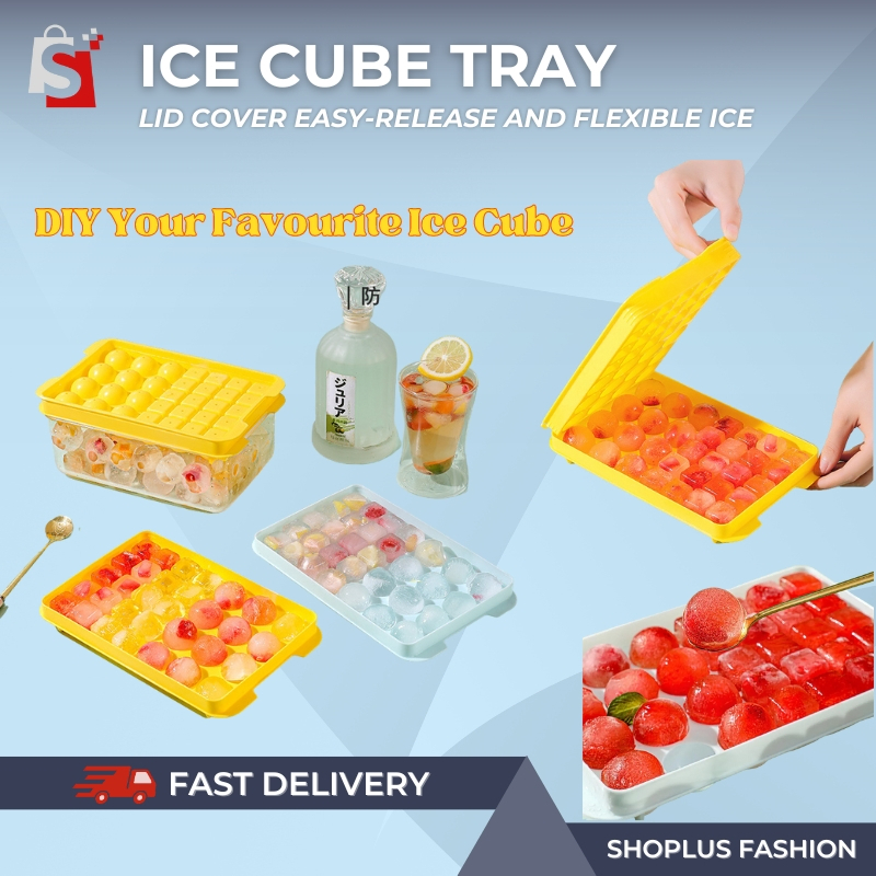 【SHOPLUS】33 Grids Round Ice Cube Tray Ball Jelly Mold Maker Acuan Ais Kiub Bulat 球型冰格造冰盒 READYSTOCK HL7003