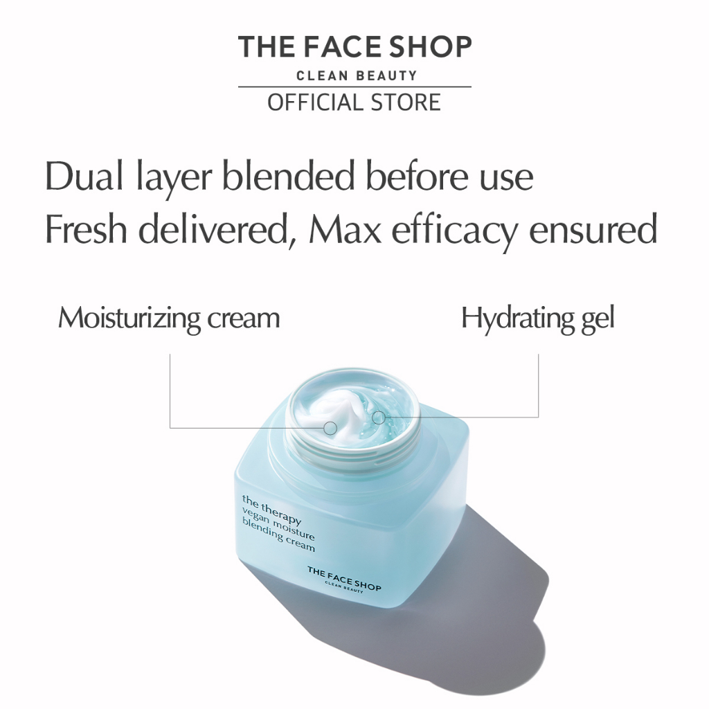 THE FACE SHOP The Therapy Vegan Moisture Blending Cream 60ml - Facial Soothing Cream for Cooling & Hydrating & Firming