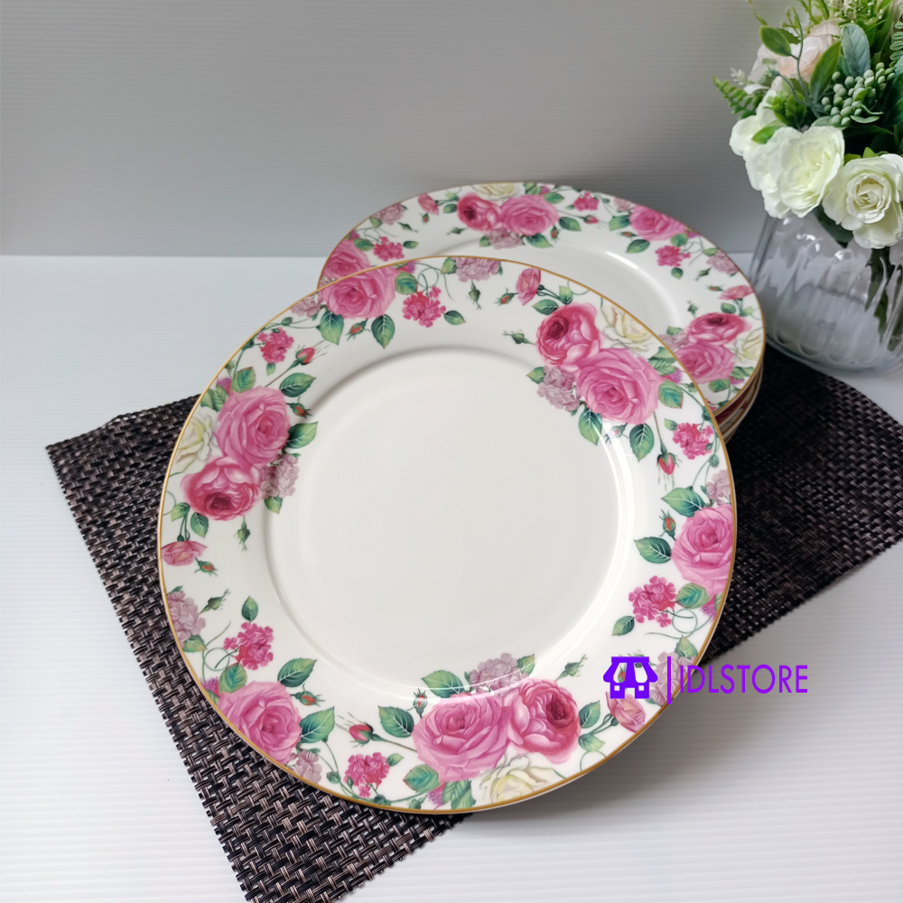 6 Pcs 10.5 Inch Porcelain Buffet Dinner Plate Set Pinggan Makan Pinggan Reka Bunga Pinngan Nasi Support Oven And Dishwas