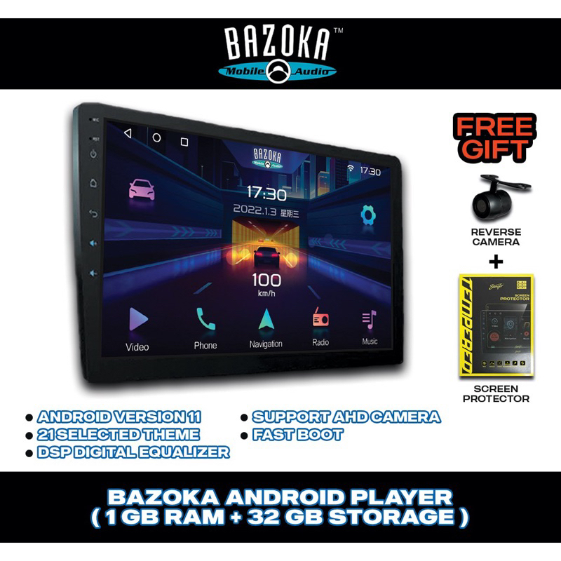 Pemain Android Kereta Bazoka Android Player 9" & 10" inch (1Gb Ram+32Gb) Quad Core Car Multimedia Android Player Wifi