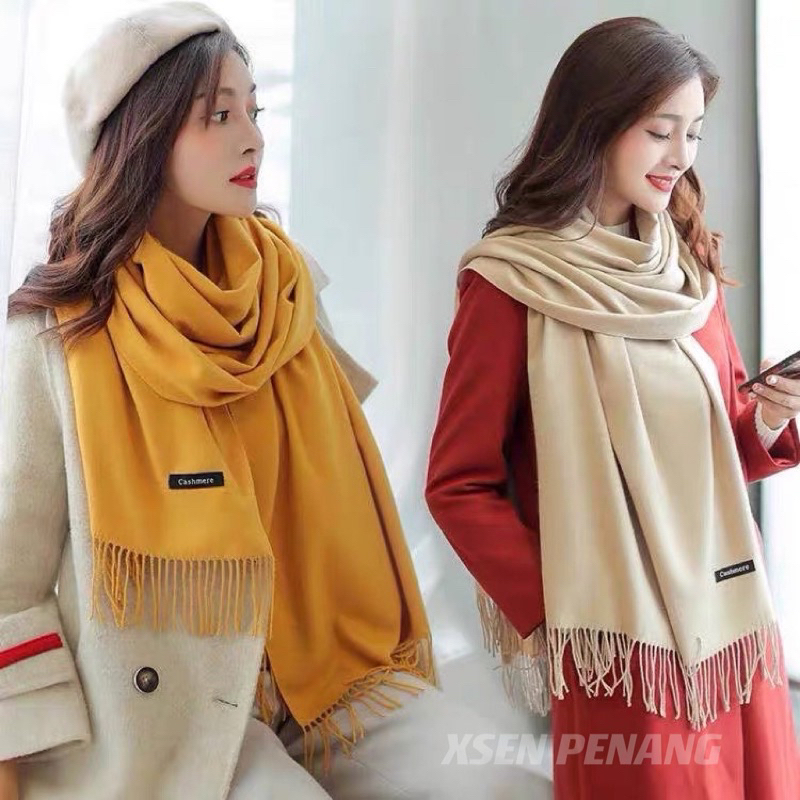 Shawl Korea Scarf Plain Autumn Winter Fashion Pashmina Cashmere 围巾韩版冬秋披肩