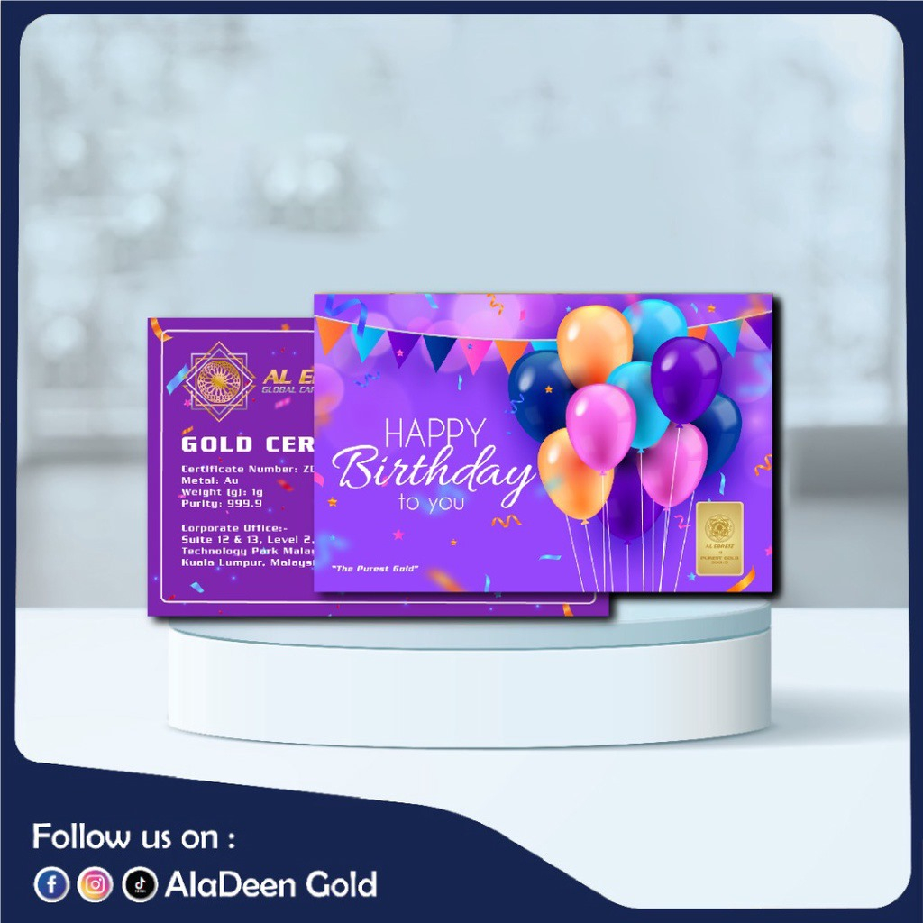 AlaDeen Gold®️ NEW EDITION!! 0.25gram 24k Gold Bar Exclusive 999.9Au Happy Birthday&hellip;