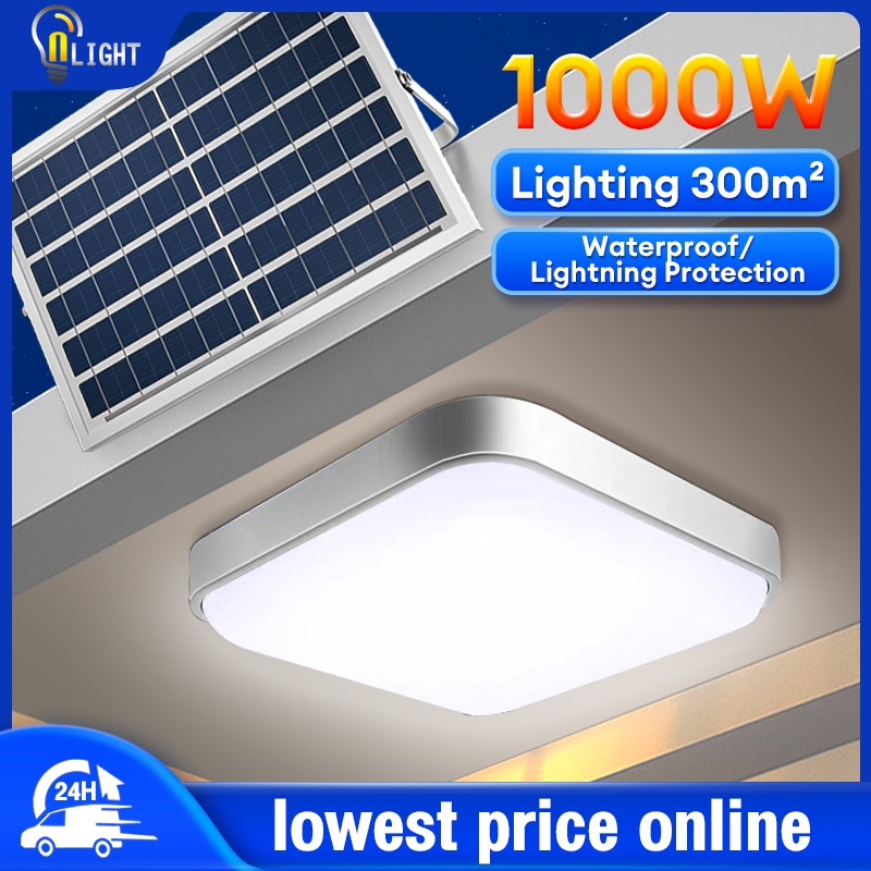 Lampu Solar Light Indoor 1000W Solar Ceiling Light Waterproof solar Lampu Bilik Tidur LED with Remote Control 5m cable