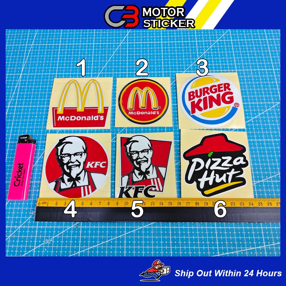 Sticker KFC Pizza Hut McDonalds Burger King Sticker Pantul Cahaya / R402