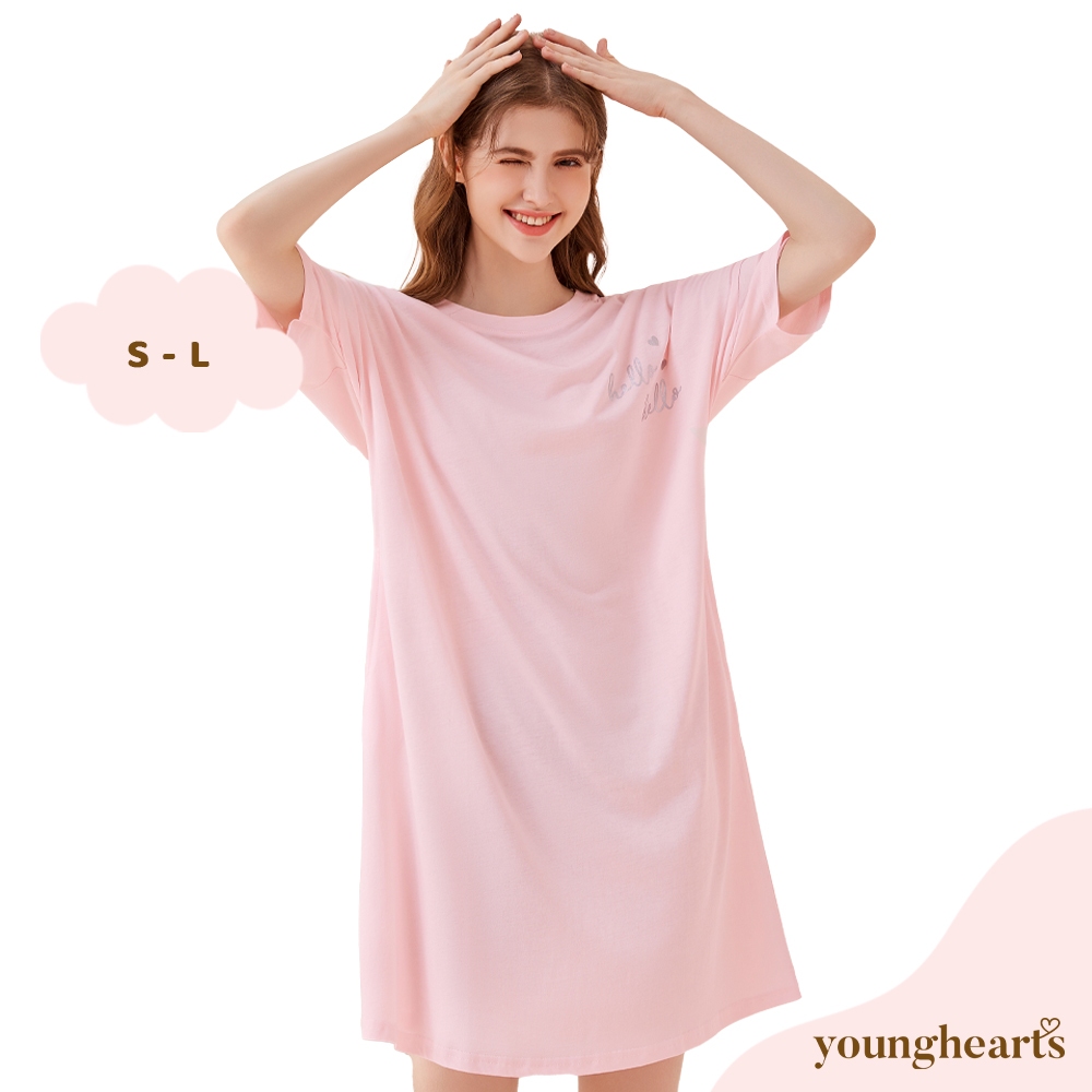 Young Hearts Cozy Minimalist Short Sleeves Sleep Dress Y18-201061