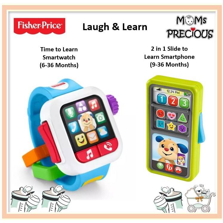 Fisher Price Laugh & Learn Time to Learn Smartwatch Watch (6-36 Months) / 2-in-1 Slide to Learn Smartphone (9-36 Months)