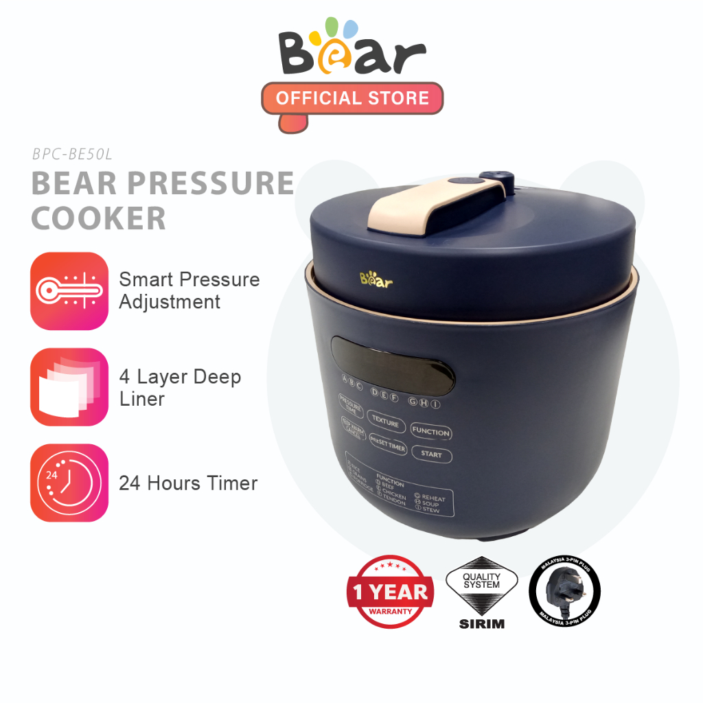 Bear Rice Cooker Electric Pressure Cooker Non-stick Soup Pot Multi Pressure Rice Cooker (5L) BPC-BE50L