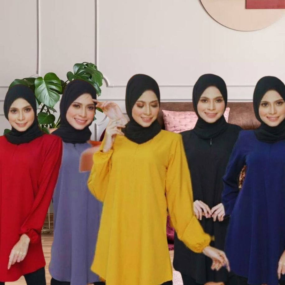 BLOUSE MUSLIMAH SIMPLE BLOUSE LABU VIRAL (tangan geta) part 1