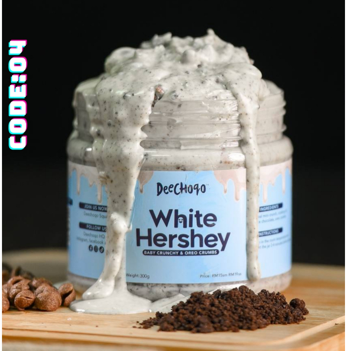 Chocojar White Hershey Babycrunch & White Creme DEECHOQO / Kokojar Oreo Crumbs Topping / Cocojar White Choc Premium