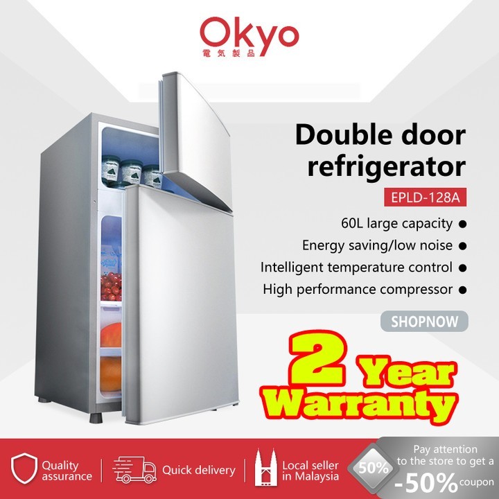 2 door refrigerator  Energy Conservation Mini Mute freezer 80L Home/commercial雙開門冰箱