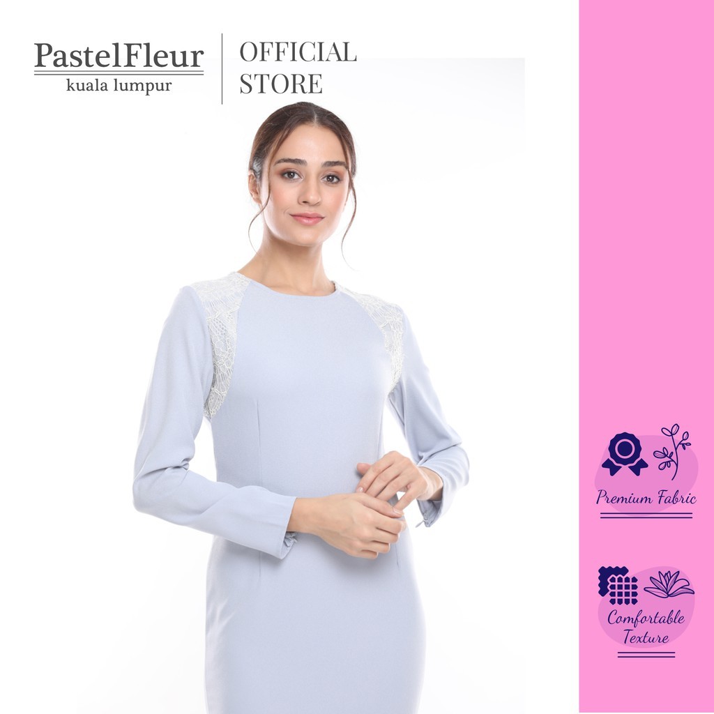 Pastelfleur Laila Dress Muslimah - Grey/Peach/Lilac/Mint Green