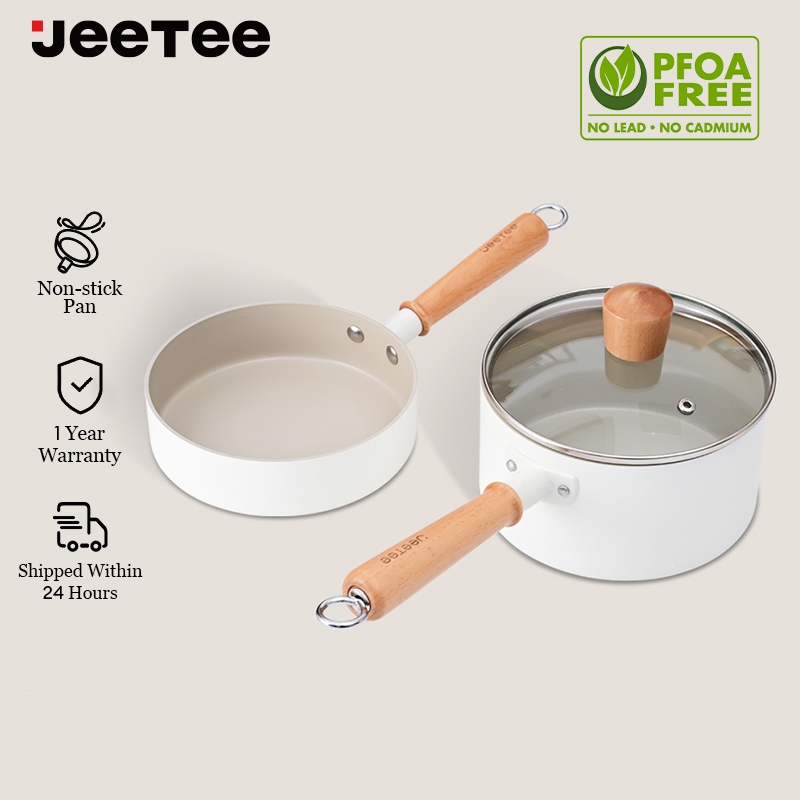 JEETEE 2PCS Nonstick Ceramic Cookware Set Baby Cooking Pan 16CM Safe/Healthy , SGS& EUROFIN Approved