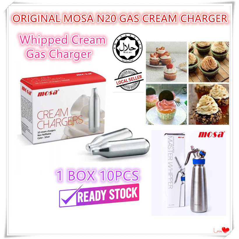 MOSA ORIGINAL N20 GAS CREAM CHARGER Whipped Cream Gas Charger Halal ( 1BOX 10PCS ) KL READY STOCK !!!