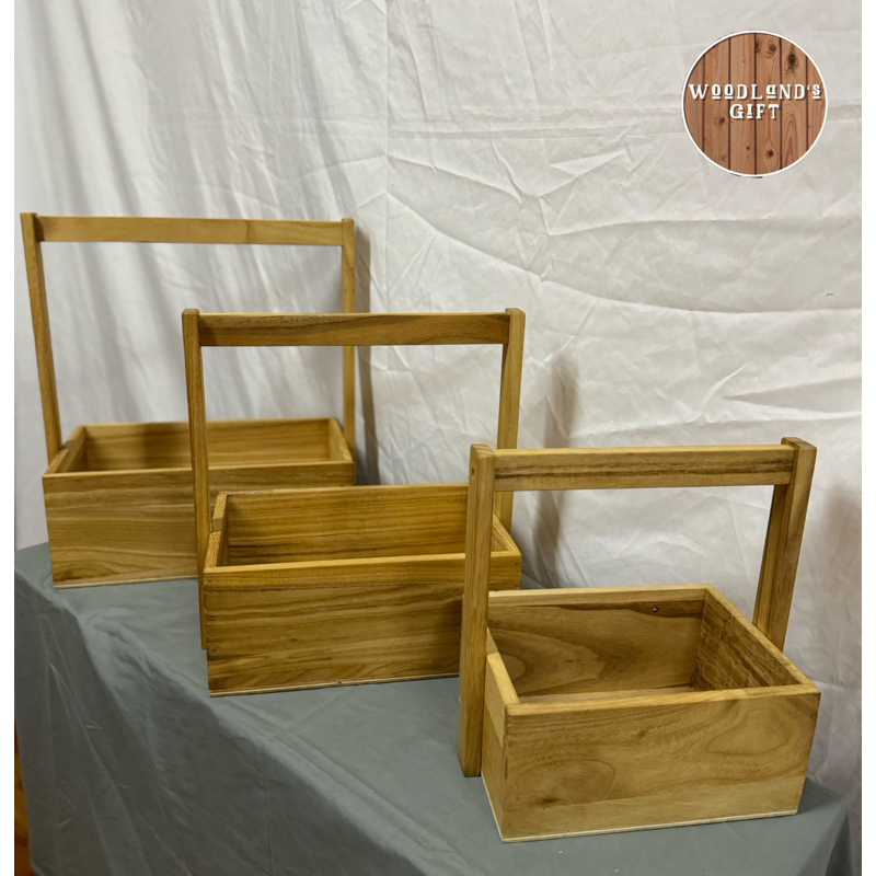 Wooden DIY Basket /Bakul/Bakul Hamper/Deco Basket/Tool box(3 Size to Choose)