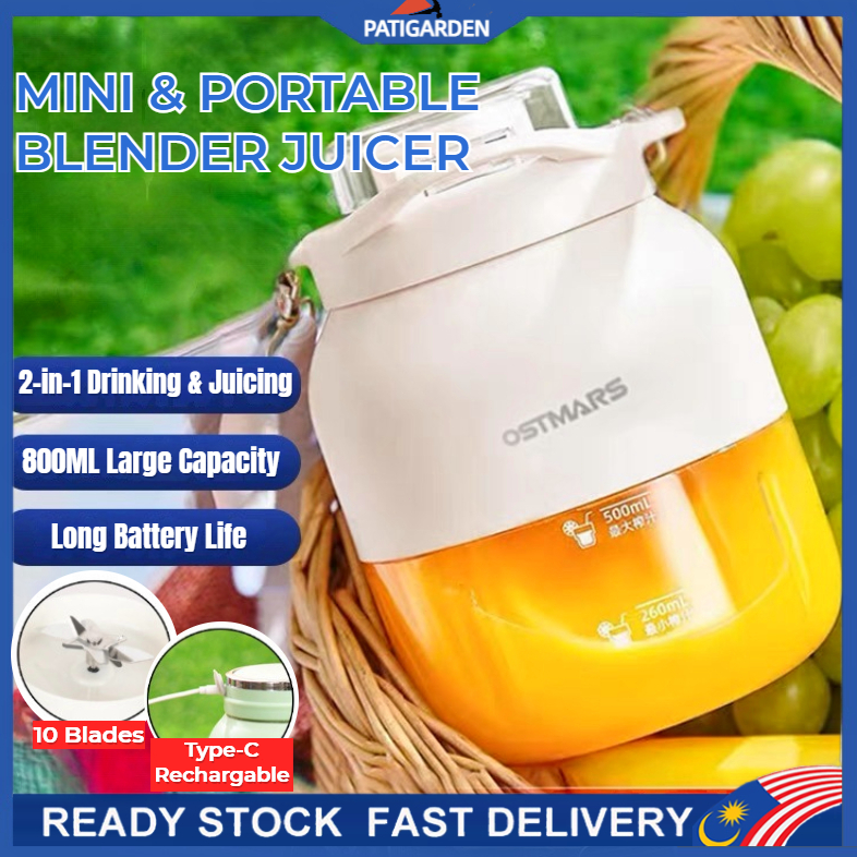 SALE🔥 Fruit Juice Blender Portable Blender Wireless Mini Juice Mixer 800ml Larger Capacity Rechargeable blener 水果機 榨汁