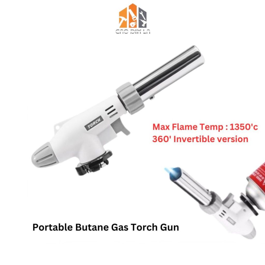 GAODIMLA Portable Butane Gas Torch Gun Flamethrower Adjustable Flame 360 Degree Invertible Model-516