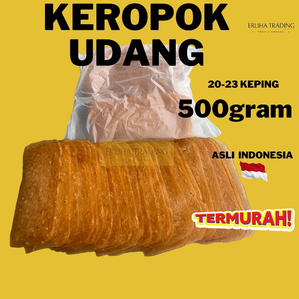 Keropok Udang Mentah / 虾饼 / Keropok Keping Udang Galah jajanan Indonesia Kerupuk Premium Prawn Cracker 500gram Halal 生虾饼
